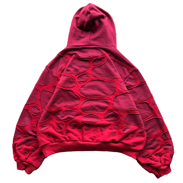 Deep Red Wave Hoodie