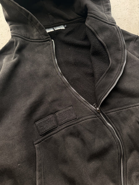 Washed Black Wavy Zip
