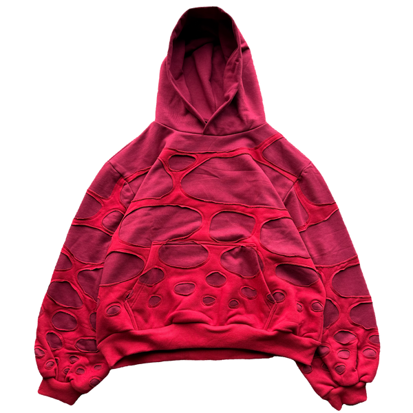 Deep Red Wave Hoodie